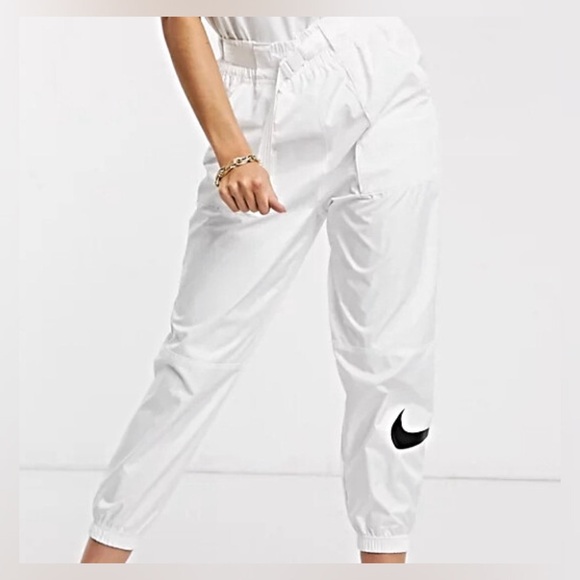 NIKE Women's White Belted Cuffed Track Pants Jogger DB3866-100 - S - Picture 1 of 13